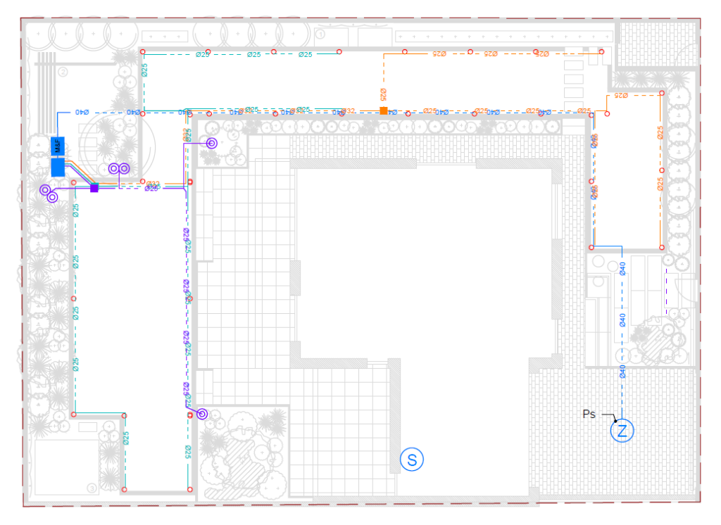 projekt nawadniania ogrodu rury